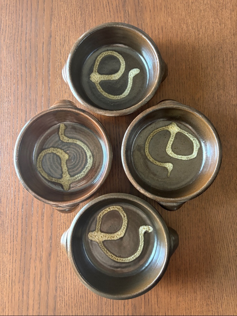 VINTAGE MCM - D Clarke Studio Pottery Soup Bowls w/Handles